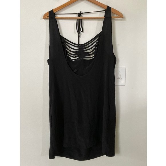 BCBGMAXAZRIA Silk Fringe Dress Tunic with Black - Picture 4 of 10
